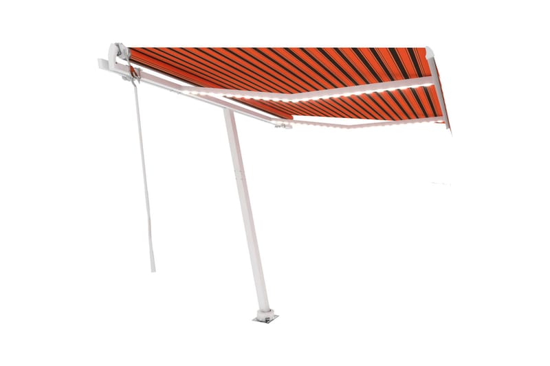 Automatisk markis med vindsensor & LED 350x250cm orange/brun - Orange - Utemöbler - Solskydd - Markiser