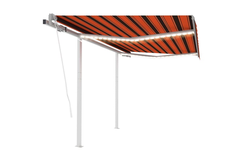 Automatisk markis med vindsensor & LED 3x2,5 m orange/brun - Orange - Utemöbler - Solskydd - Markiser