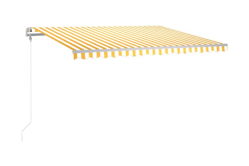 Automatisk markis med vindsensor & LED 450x350 cm gul/vit - Gul - Utemöbler - Solskydd - Markiser