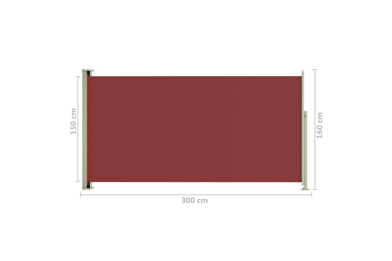Infällbar sidomarkis 160x300 cm röd - Röd - Utemöbler - Solskydd - Markiser
