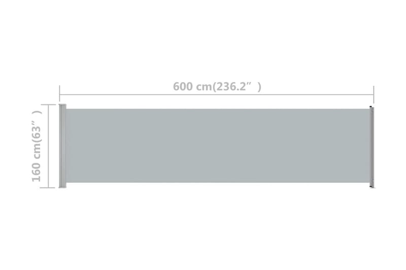 Infällbar sidomarkis 600x160 cm grå - Grå - Utemöbler - Solskydd - Markiser