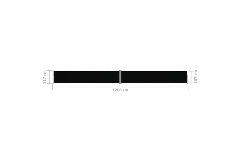 Infällbar sidomarkis svart 117x1200 cm - Svart - Utemöbler - Solskydd - Markiser