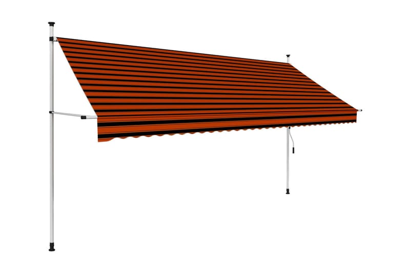 Markis manuellt infällbar 350 cm orange och brun - Flerfärgad - Utemöbler - Solskydd - Markiser