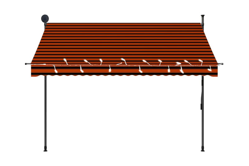 Markis manuellt infällbar med LED 250 cm orange och brun - Flerfärgad - Utemöbler - Solskydd - Markiser - Fönstermarkis