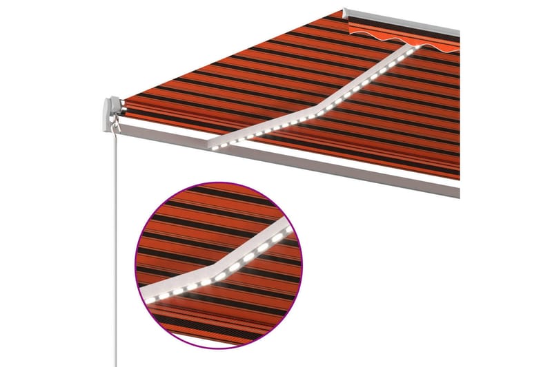Markis manuellt infällbar med LED 400x300 cm orange och brun - Orange - Utemöbler - Solskydd - Markiser