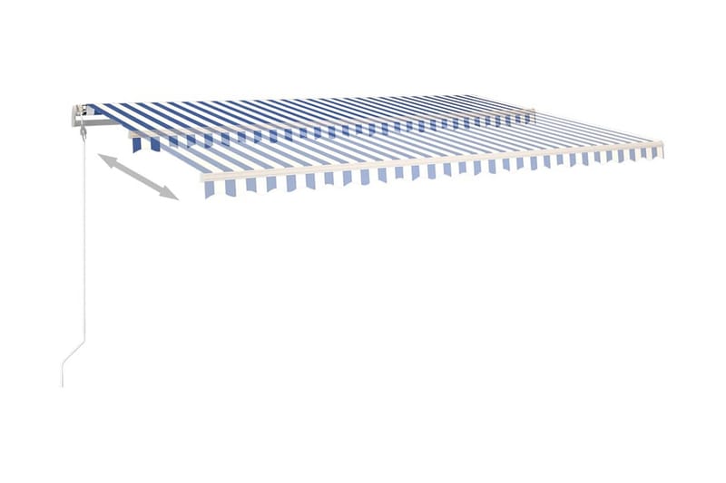 Markis manuellt infällbar med LED 5x3,5 m blå och vit - Blå - Utemöbler - Solskydd - Markiser