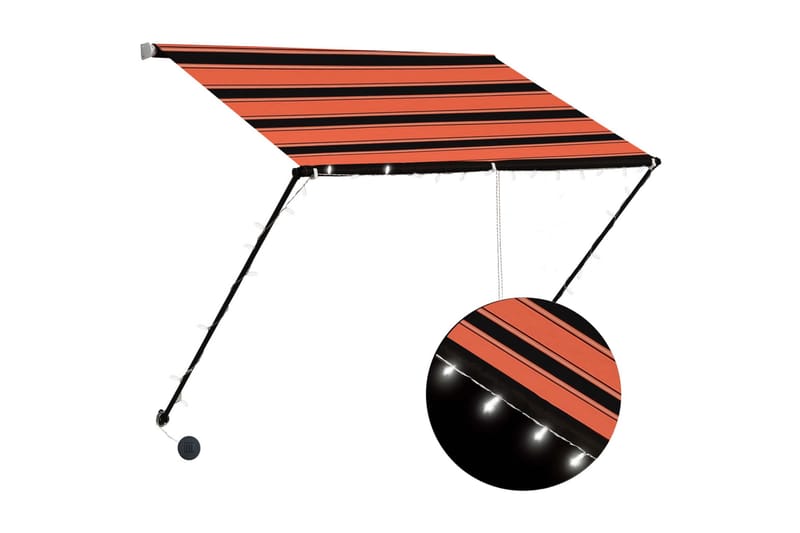 Markis med LED 200x150 cm orange och brun - Flerfärgad - Utemöbler - Solskydd - Markiser - Fönstermarkis