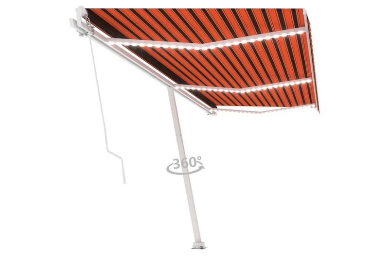 Markis med LED manuellt infällbar 600x300 cm orange och brun - Orange - Utemöbler - Solskydd - Markiser
