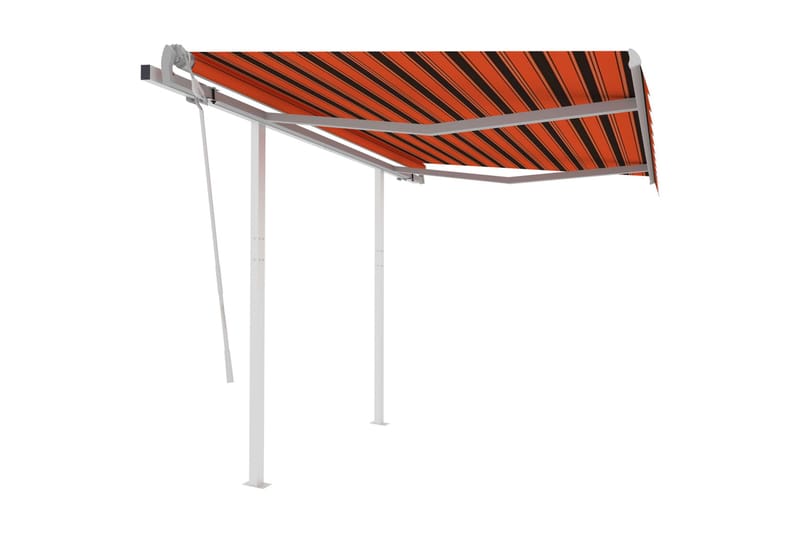 Markis med stolpar automatiskt infällbar 3x2,5 m orange/brun - Orange - Utemöbler - Solskydd - Markiser