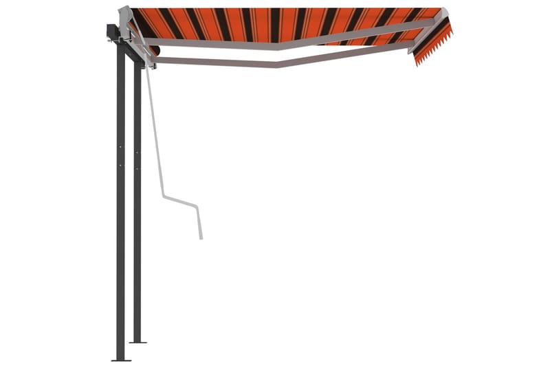 Markis med stolpar manuellt infällbar 3x2,5 m orange och bru - Orange - Utemöbler - Solskydd - Markiser