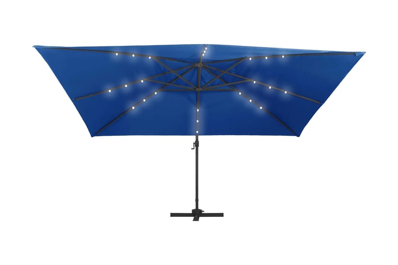 Frihängande parasoll med aluminiumstång & LED 400x300 cm azu - Blå - Utemöbler - Solskydd - Parasoll - Hängparasoll & frihängande parasoll