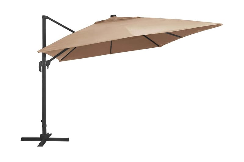 Frihängande parasoll med aluminiumstång & LED 400x300 cm tau - Brun - Utemöbler - Solskydd - Parasoll - Hängparasoll & frihängande parasoll