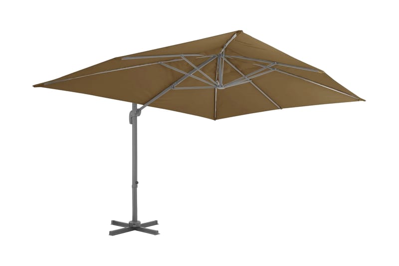 Frihängande parasoll med aluminiumstång taupe 400x300 cm - Brun - Utemöbler - Solskydd - Parasoll - Hängparasoll & frihängande parasoll