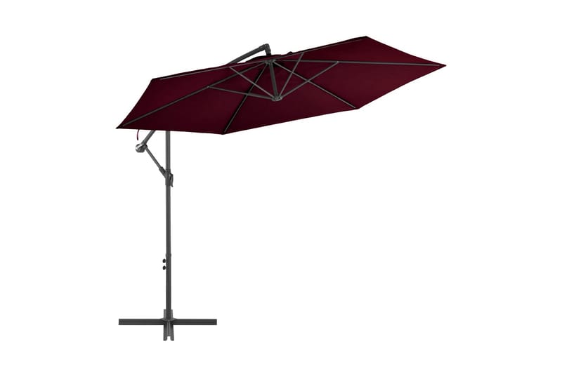 Frihängande parasoll med aluminiumstång vinröd 300 cm - Röd - Utemöbler - Solskydd - Parasoll - Hängparasoll & frihängande parasoll