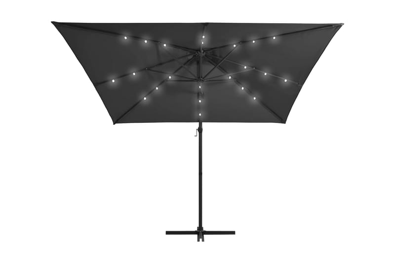 Frihängande parasoll med LED och stålstång 250x250 cm antrac