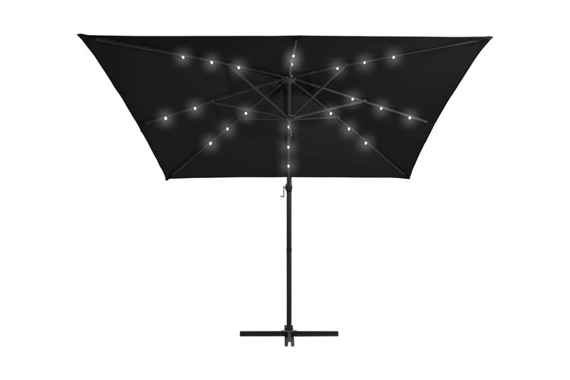 Frihängande parasoll med LED och stålstång 250x250 cm svart - Svart - Utemöbler - Solskydd - Parasoll - Hängparasoll & frihängande parasoll