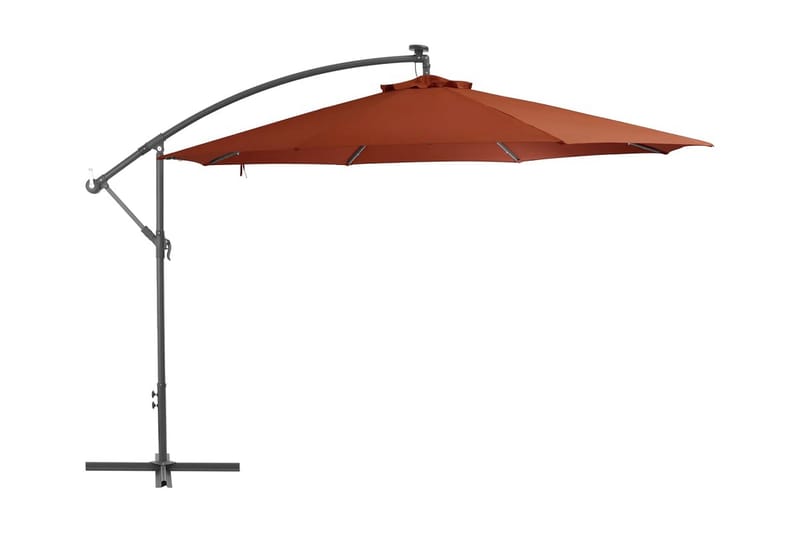 Frihängande parasoll med LED terrakotta 350 cm - Brun - Utemöbler - Solskydd - Parasoll - Hängparasoll & frihängande parasoll