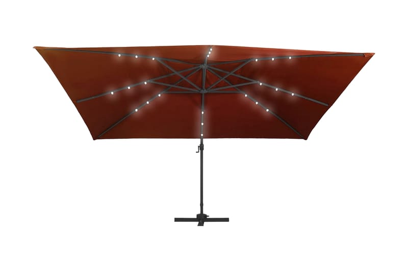 Frihängande parasoll med LED terrakotta 400x300 cm - Brun - Utemöbler - Solskydd - Parasoll - Hängparasoll & frihängande parasoll
