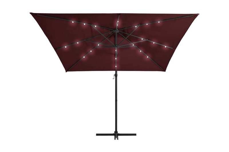 Frihängande parasoll med LED vinröd 250x250 cm - Röd - Utemöbler - Solskydd - Parasoll - Hängparasoll & frihängande parasoll