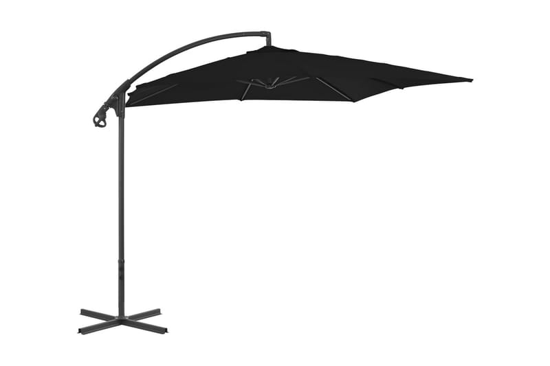 Frihängande parasoll med stålstång 250x250 cm svart - Svart - Utemöbler - Solskydd - Parasoll - Hängparasoll & frihängande parasoll