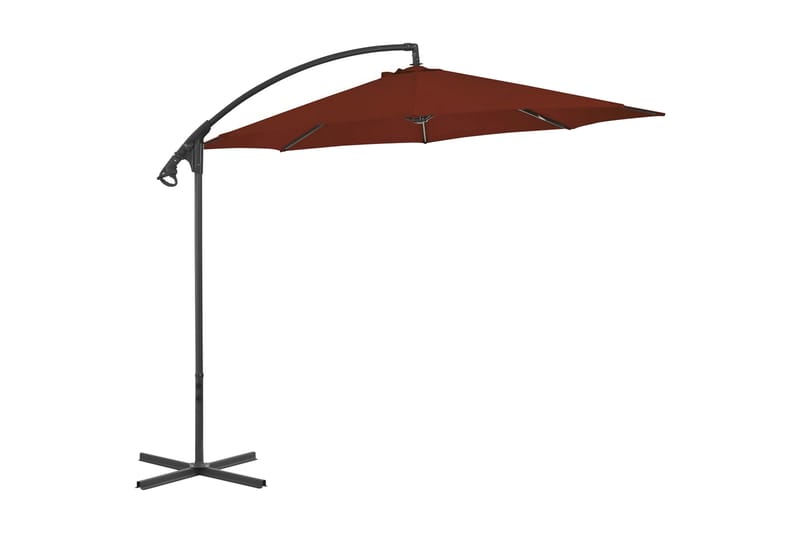 Frihängande parasoll med stålstång 300 cm terrakotta - Brun - Utemöbler - Solskydd - Parasoll - Hängparasoll & frihängande parasoll