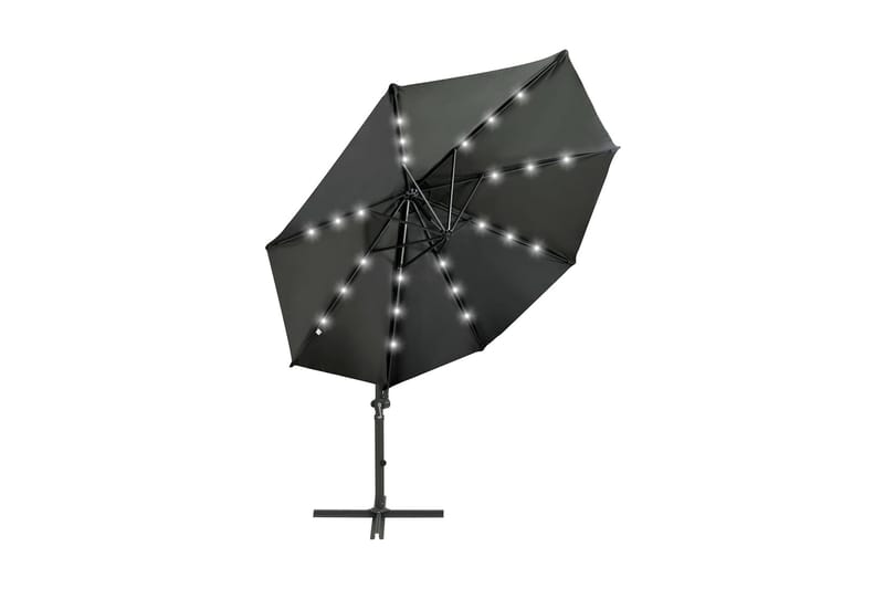 Frihängande parasoll med stång och LED antracit 300 cm - Grå - Utemöbler - Solskydd - Parasoll