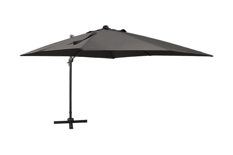 Frihängande parasoll med stång och LED antracit 300 cm - Grå - Utemöbler - Solskydd - Parasoll