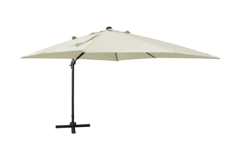 Frihängande parasoll med stång och LED sand 300 cm - Beige - Utemöbler - Solskydd - Parasoll - Hängparasoll & frihängande parasoll