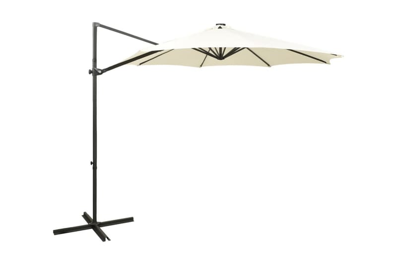 Frihängande parasoll med stång och LED sand 300 cm - Beige - Utemöbler - Solskydd - Parasoll - Hängparasoll & frihängande parasoll