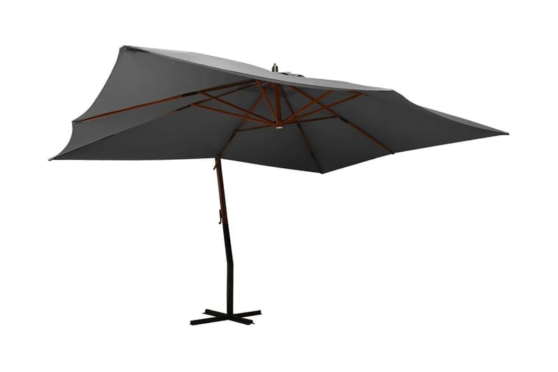 Frihängande parasoll med trästång 400x300 cm antracit - Antracit - Utemöbler - Solskydd - Parasoll - Hängparasoll & frihängande parasoll