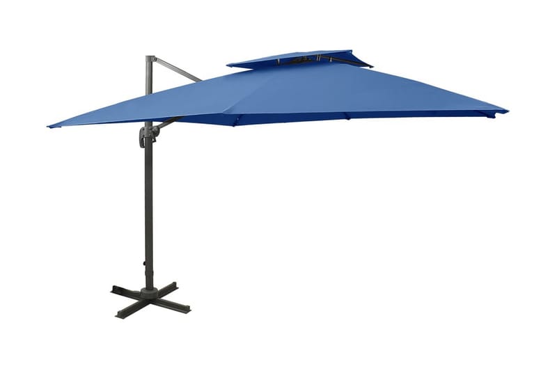 Frihängande parasoll med ventilation 300x300 cm azurblå - Blå - Utemöbler - Solskydd - Parasoll - Hängparasoll & frihängande parasoll