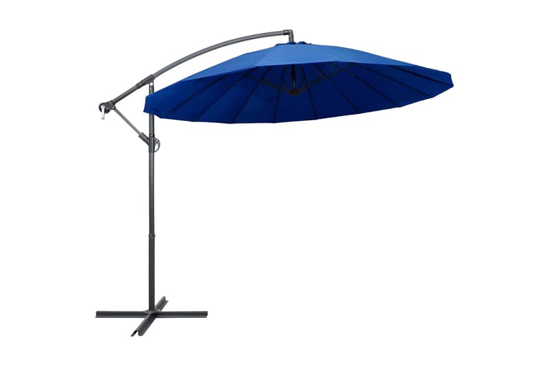 Hängande parasoll blå 3 m aluminiumstång - Blå - Utemöbler - Solskydd - Parasoll - Hängparasoll & frihängande parasoll
