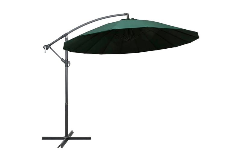 Hängande parasoll grön 3 m aluminiumstång - Grön - Utemöbler - Solskydd - Parasoll