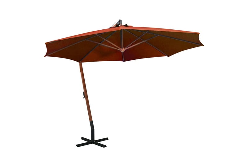 Hängande parasoll med stolpe terrakotta 3,5x2,9 m granträ - Brun - Utemöbler - Solskydd - Parasoll - Hängparasoll & frihängande parasoll