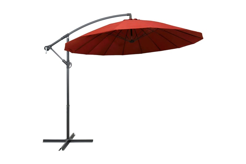 Hängande parasoll terrakotta 3 m aluminiumstång - Brun - Utemöbler - Solskydd - Parasoll - Hängparasoll & frihängande parasoll