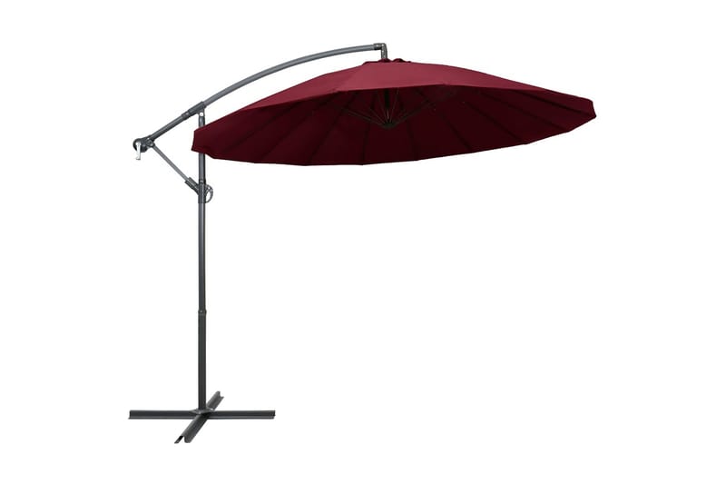 Hängande parasoll vinröd 3 m aluminiumstång - Röd - Utemöbler - Solskydd - Parasoll - Hängparasoll & frihängande parasoll