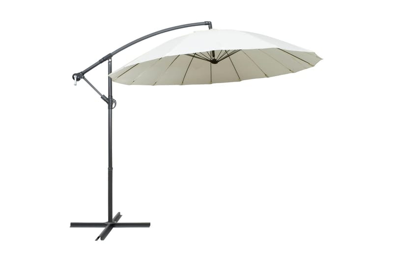 Hängande parasoll vit 3 m aluminiumstång - Vit - Utemöbler - Solskydd - Parasoll - Hängparasoll & frihängande parasoll