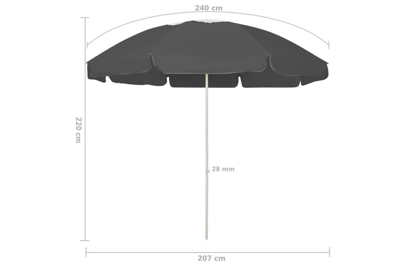 Strandparasoll antracit 240 cm - Antracit - Utemöbler - Solskydd - Parasoll - Strandparasoll