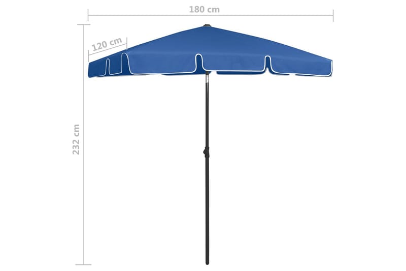 Strandparasoll azurblå 180x120 cm - Azurblå - Utemöbler - Solskydd - Parasoll - Strandparasoll