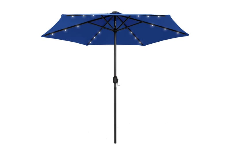 Parasoll med LED-lampor och aluminiumstång 270 cm azurblå - Blå - Utemöbler - Solskydd - Parasoller