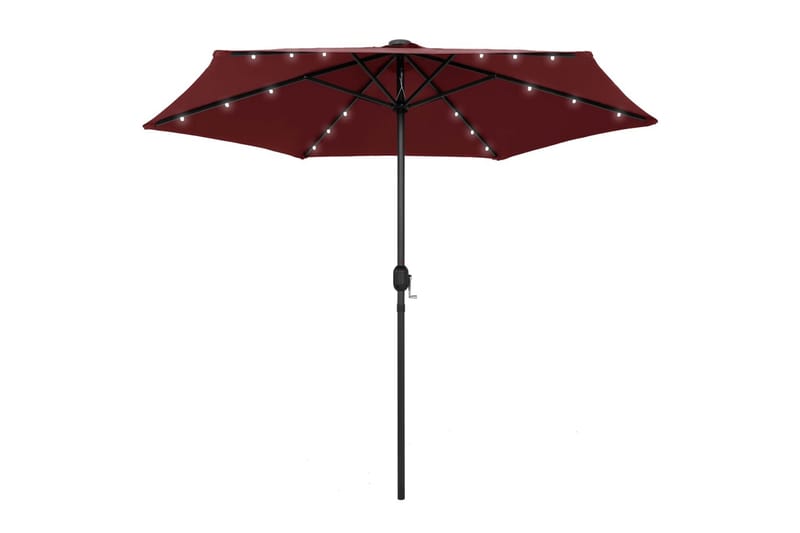 Parasoll med LED-lampor och aluminiumstång 270 cm vinröd - Röd - Utemöbler - Solskydd - Parasoll