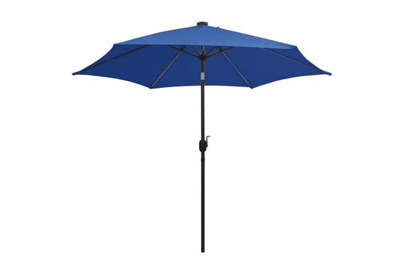 Parasoll med LED-lampor och aluminiumstång 300 cm azurblå - Blå - Utemöbler - Solskydd - Parasoller