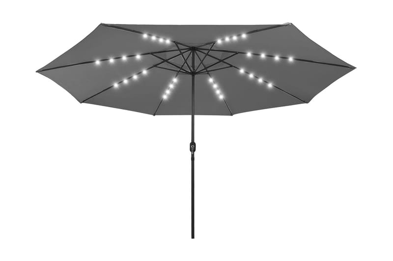 Parasoll med LED-lampor och metallstång 400 cm antracit - Grå - Utemöbler - Solskydd - Parasoll