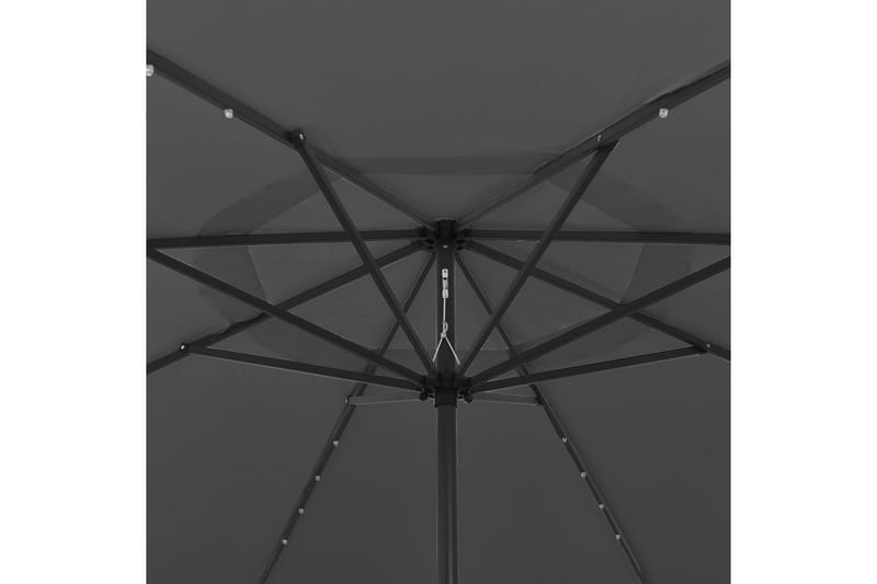 Parasoll med LED-lampor och metallstång 400 cm antracit - Grå - Utemöbler - Solskydd - Parasoll