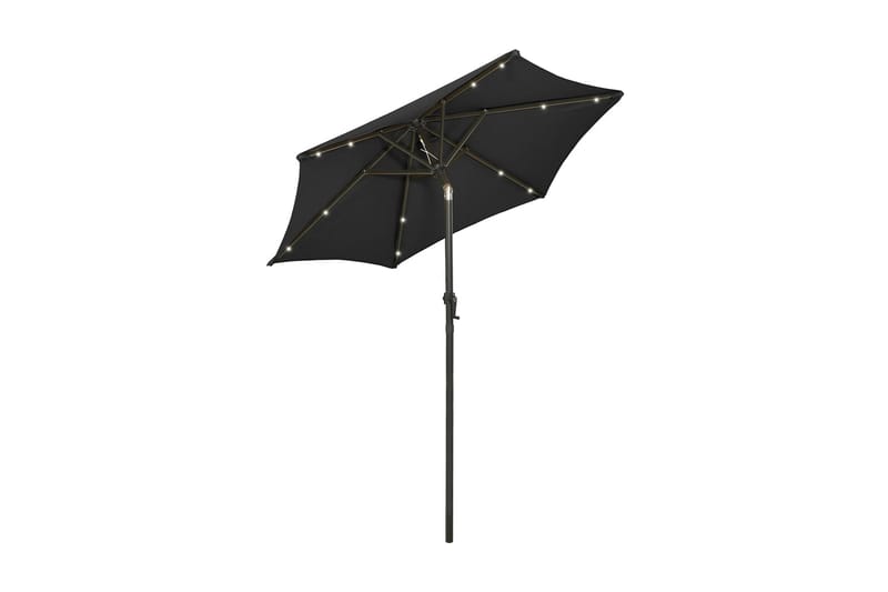 Parasoll med LED-lampor svart 200x211 cm aluminium - Svart - Utemöbler - Solskydd - Parasoll