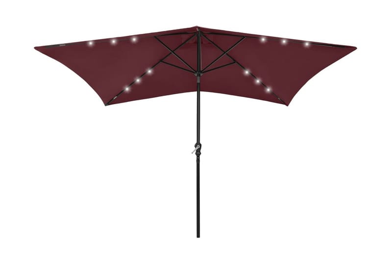 Parasoll med LED och stålstång 2x3 m vinröd - Vinröd - Utemöbler - Solskydd - Parasoll