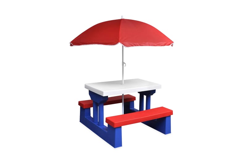 Picknickbord med bänkar och parasoll för barn flerfärgad - Flerfärgad - Utemöbler - Solskydd - Parasoller