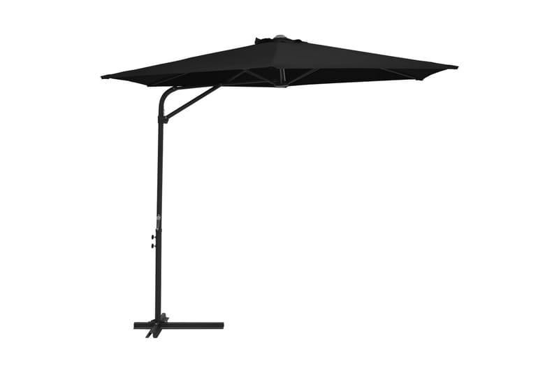 Trädgårdsparasoll med stålstång 300 cm svart - Svart - Utemöbler - Solskydd - Parasoll - Hängparasoll & frihängande parasoll