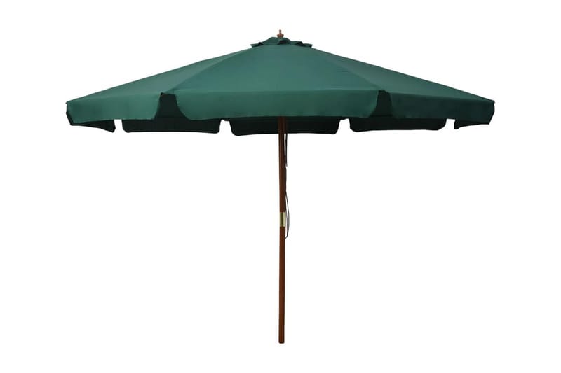 Trädgårdsparasoll med trästång 330 cm grön - Grön - Utemöbler - Solskydd - Parasoll