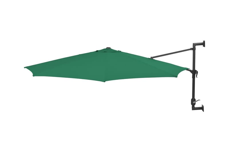 Väggmonterat parasoll med metallstång 300 cm grön - Grön - Utemöbler - Solskydd - Parasoll